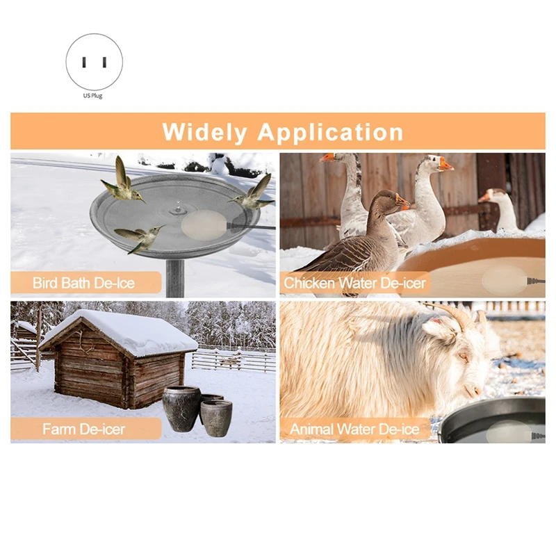 Birdbath Deicer Bird Bath Heaters Outdoors In Winter With Thermostatically Controlled & Auto Shut