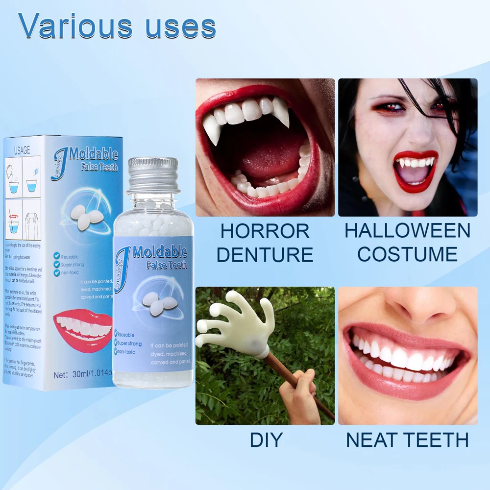 Solid Denture Adhesive Decorate Temporary Dental Filling Gum Fill the Gaps Between Teeth,30ml,Reusable image 3