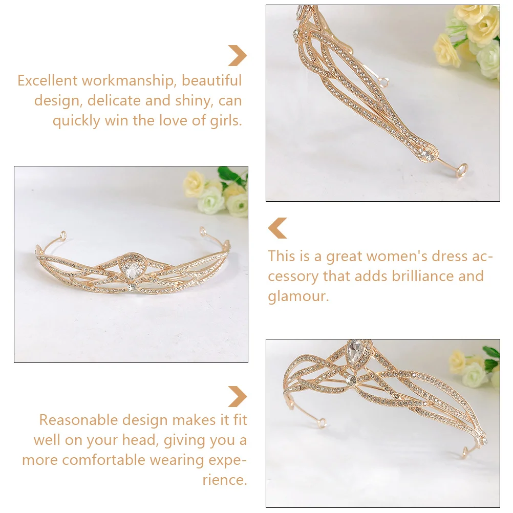 

Rhinestone Crown Headpiece Shiny Bridal Hair Accessories Women Princess Tiara Wedding Party Elegant Zinc Alloy