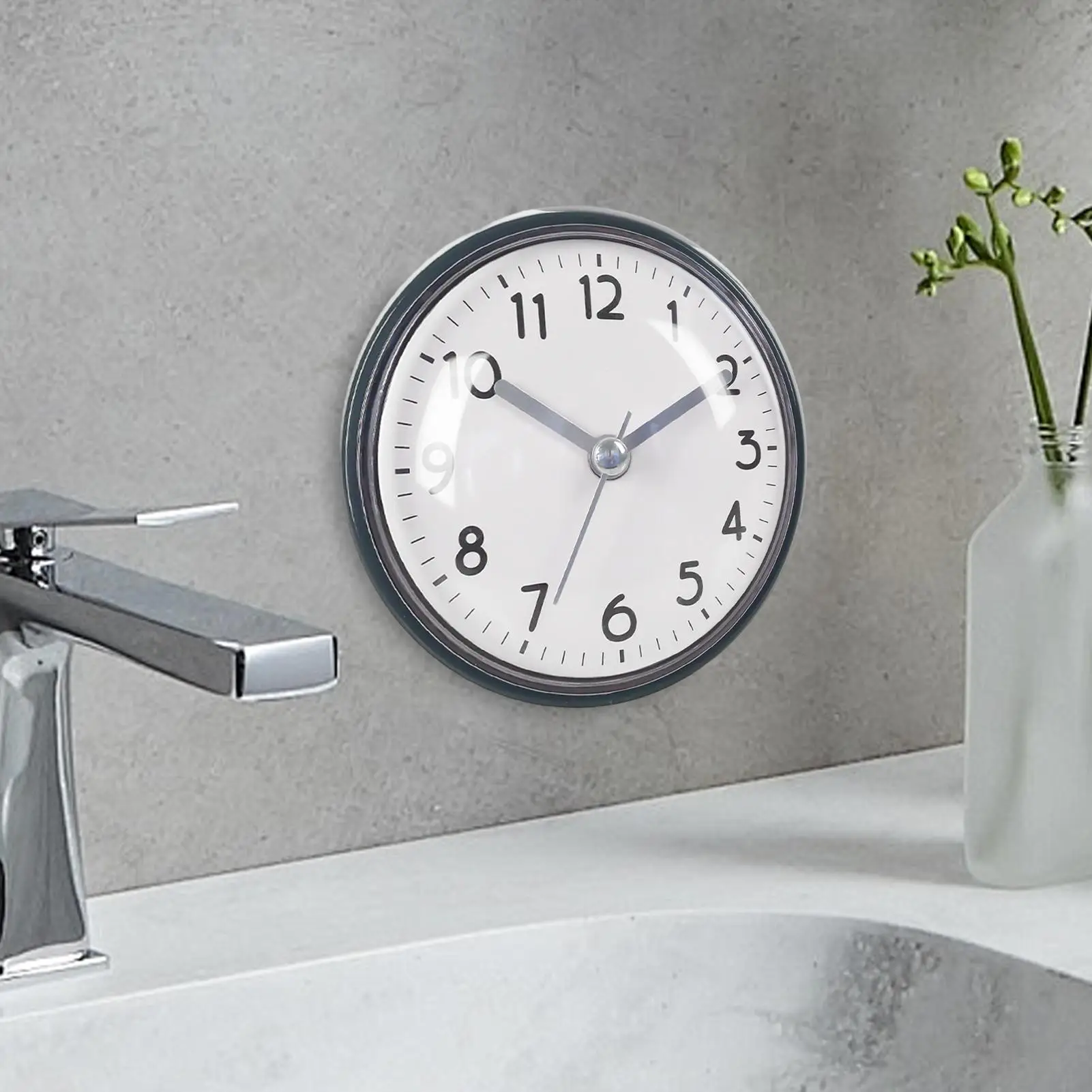 Bathroom Wall Clock Suction Cup Waterproof Battery Operated Alarm 3 Inches Small Clock for Bathroom for Home Office Living Room