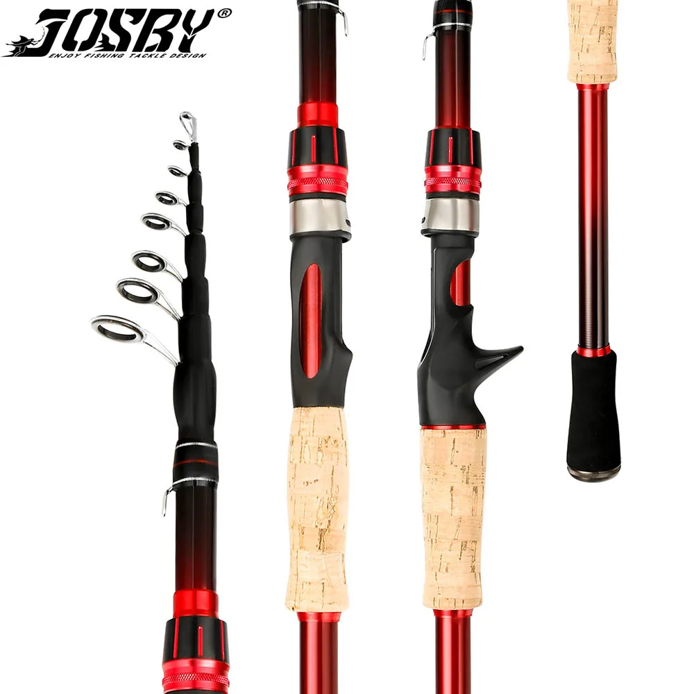 

JOSBY Carbon Spinning/Casting Telescopic Fishing Rod 2.1m 2.4m 2.7m 3m Fast Action Portable Ultra light Pole Sea Saltwater Pesca