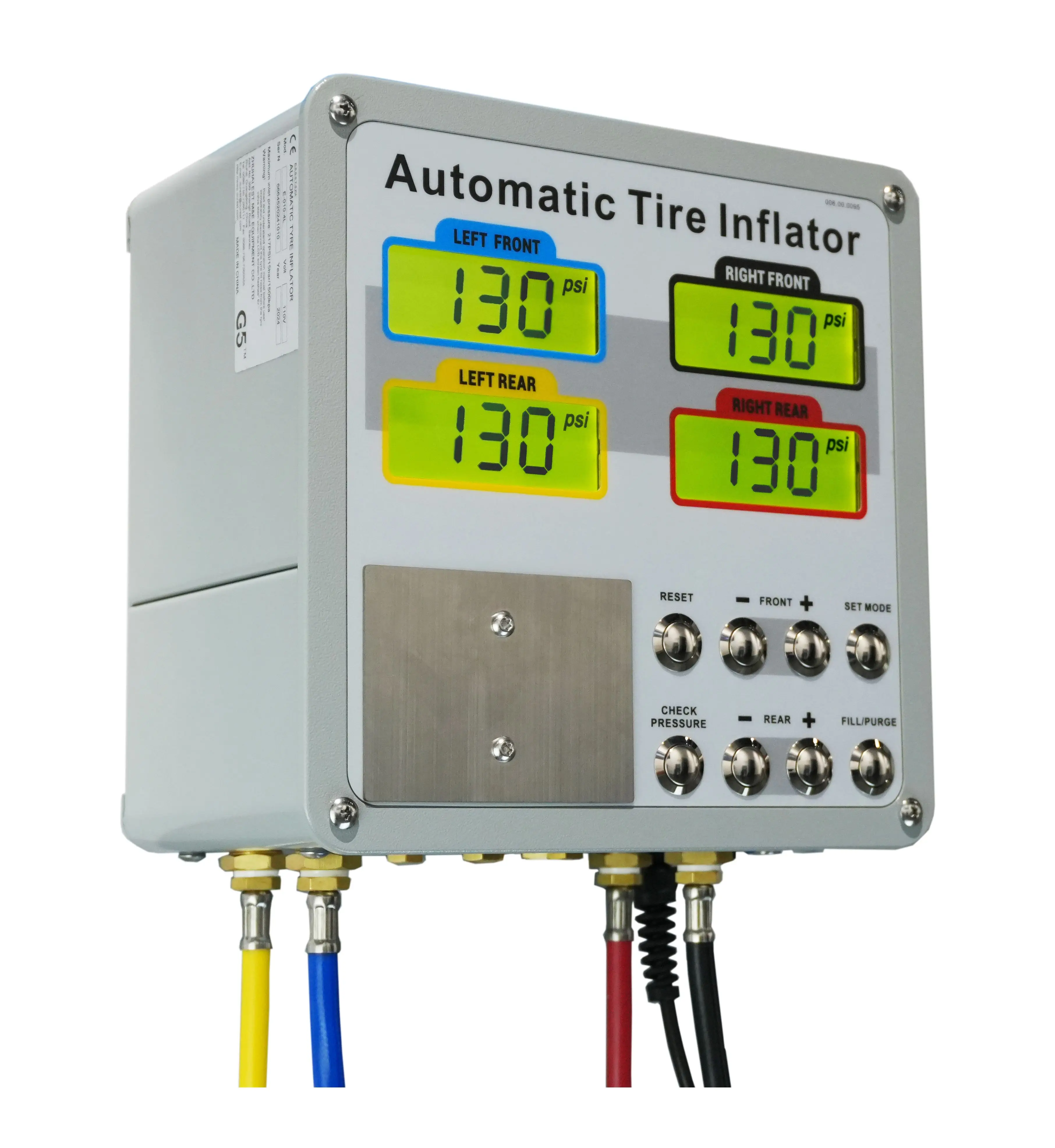 G5 Workshop Wall-Mounted Automatic Digital Tyre Inflator 4 Large LCD Screens Heavy-Duty Metal Construction Tire Pressure Monitor