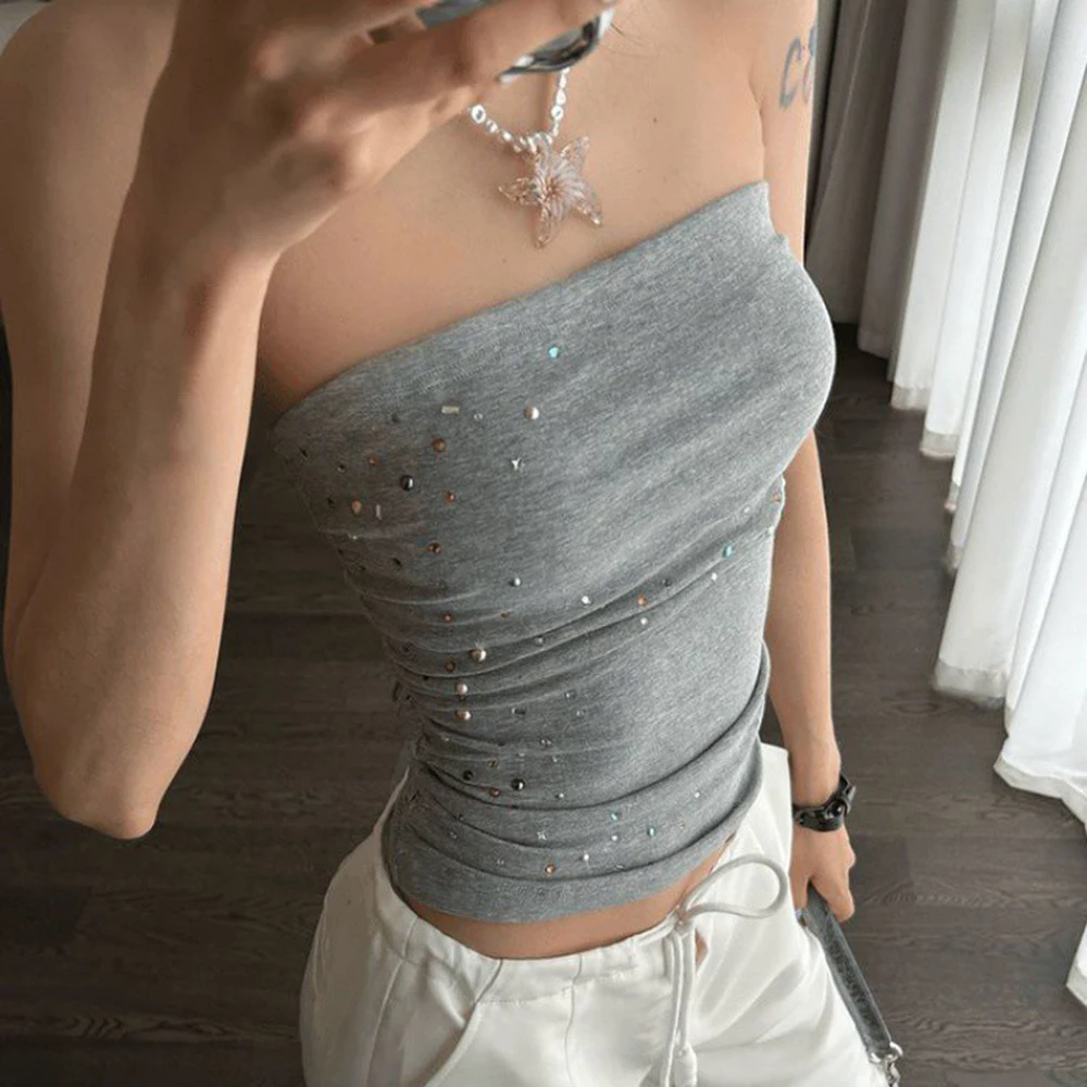 Gray Crop Top Women… - image