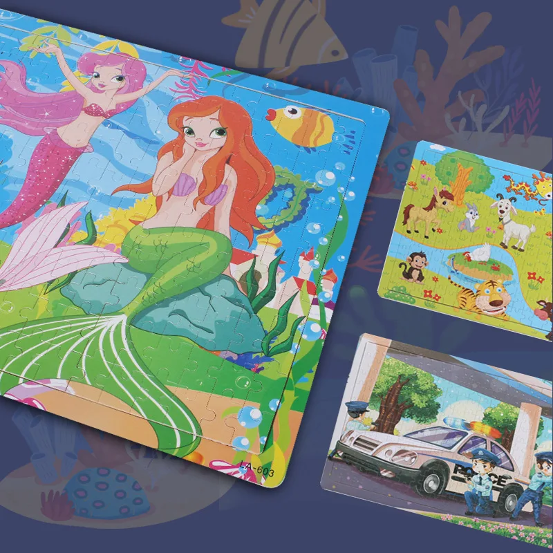 Rompecabezas de madera de 3 a 7 años de 200 piezas, rompecabezas de animales para niños, juguete educativo de rompecabezas plano de dibujos animados para educación temprana