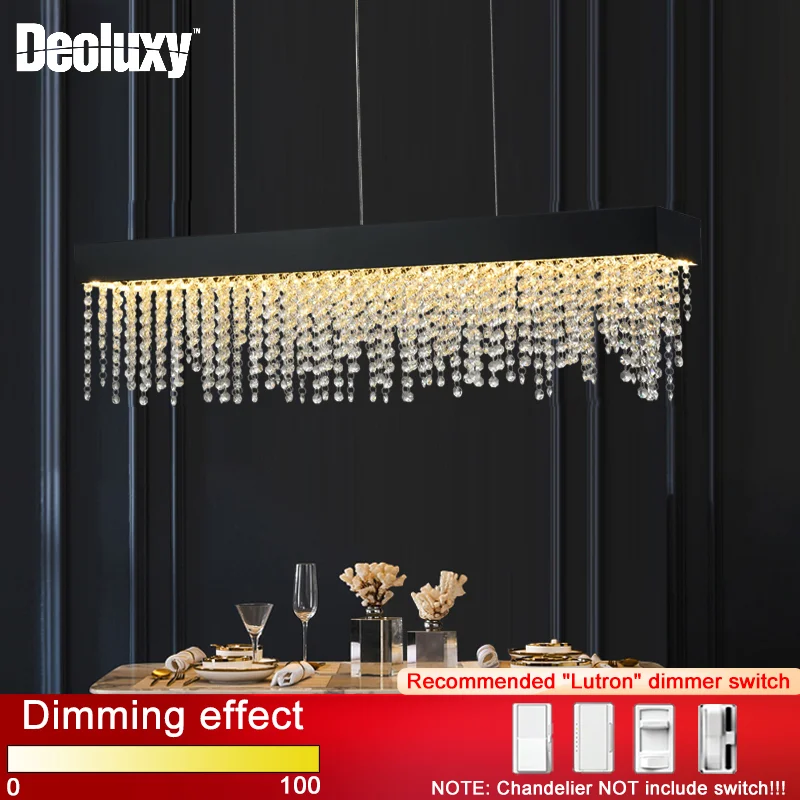 

Rectangle modern crystal chandelier for dining room luxury modern kitchen island led cristal lamp long suspension light fixture