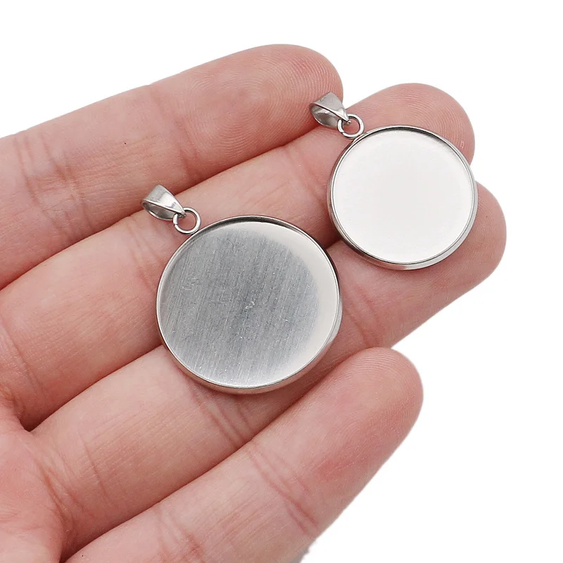 10pcs/lot Fit 10 12 16 20 30mm Stainless Steel Resin Blank Cabochon BaseTray Setting Bezels Pendant Charms FOR Jewelry Making