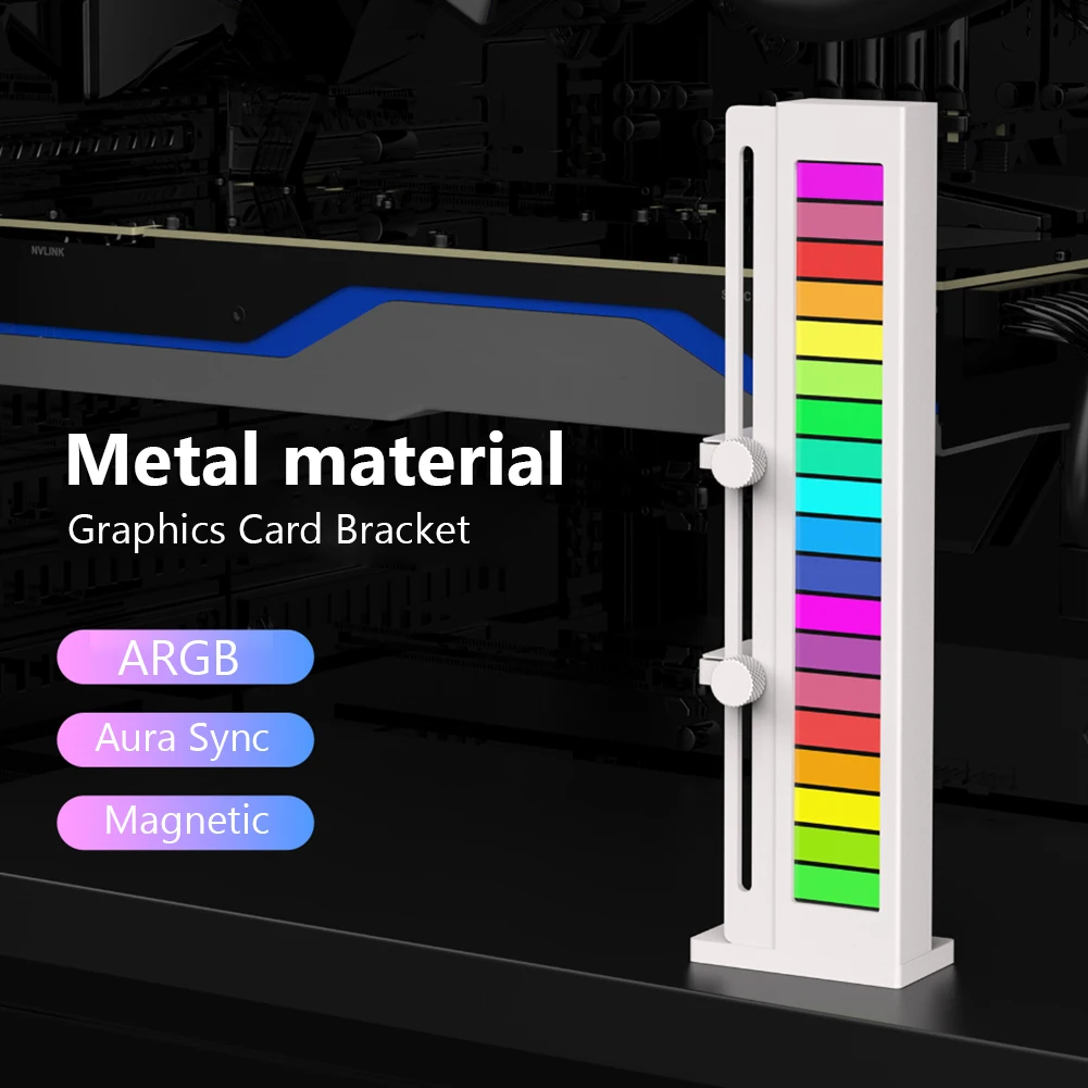 5V 3Pin ARGB Sync karta graficzna uchwyt GPU wsparcie regulowany wspornik GPU podstawa magnetyczna ze stopu aluminium dla ATX/M-ATX/ITX