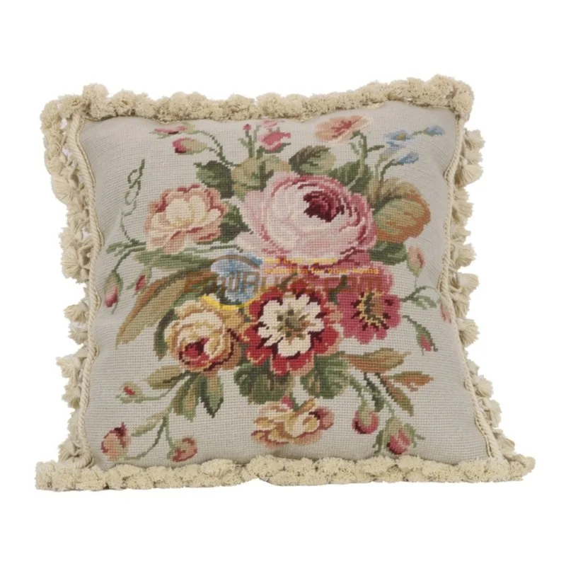 Living room  woven throw pillow embroidery cushion needlepoint Baroque soft embroidered throw pillow