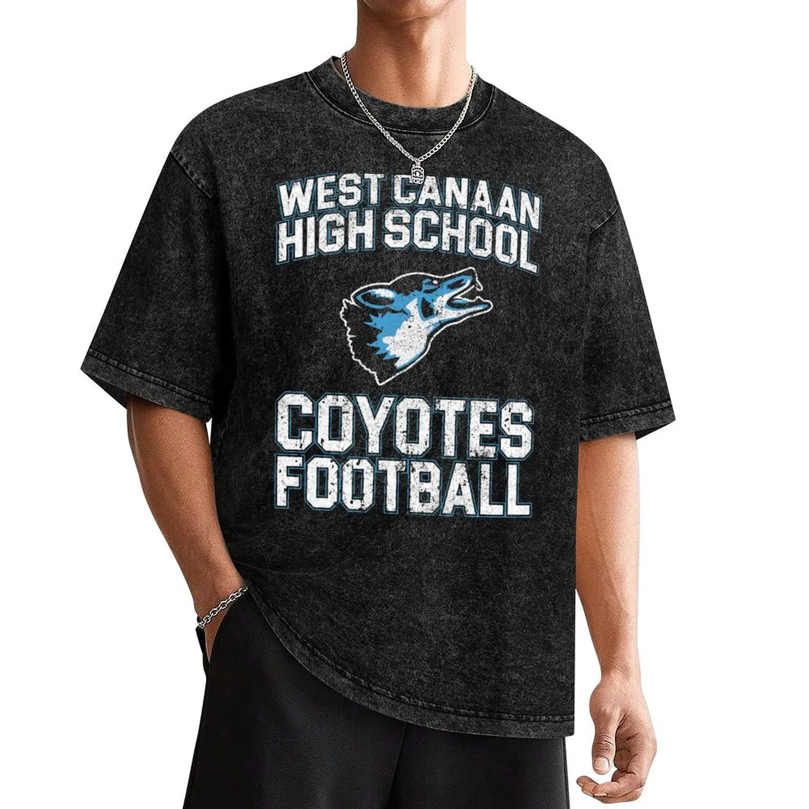 

West Canaan High School Coyotes Football - Varsity Blues T-Shirt man clothes vintage graphic tee customs t shirt men 100℅ cotton