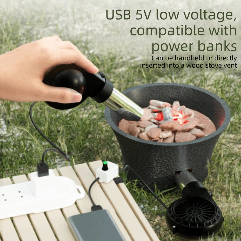 

Easy To Carry USB Power Supply USB BBQ Blower Adjustable Speed BBQ Fan BBQ Air Enhancer Quick Grill Ignites