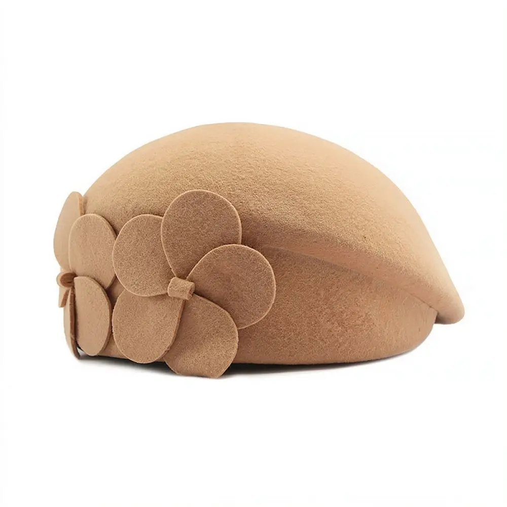 Fashion Wool Beret For Women Autumn Winter Warm Painter Cap Vintage Elegant Solid Color Soft Foldable Daily Headwear