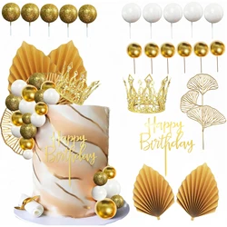 Balls Cake Toppers White Gold Balls Cake Toppers Crown Cake Toppers Boho Wedding Baby Shower Party Decoration