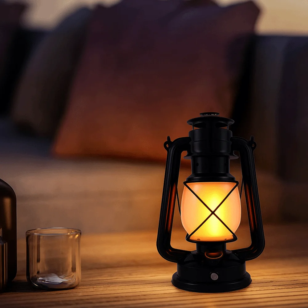 

3 режима освещения, ретро-светодиодный фонарь для кемпинга с эффектом пламени, подвесной светильник для палатки в ретро-стиле, портативный дизайн с USB-зарядкой, уличный фонарь