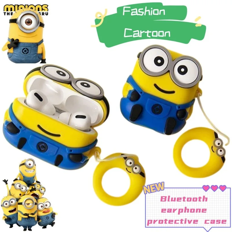 Creative Cute Minions Bluetooth Earphone Protective Case, Universal for AirPods 4/Pro 2, Shockproof, Personalized New Accessory