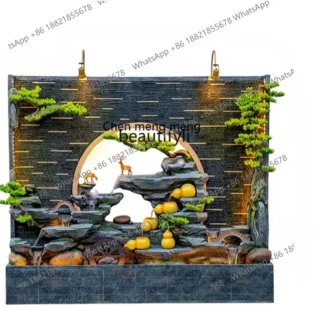 X Big Rockery Water Wall Fountain Decoration Fish Tank Circulating Water Curtain Wall Home Hallway Decorative LandscapeA
