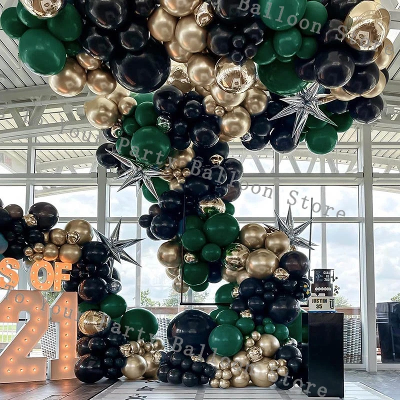 

Birthday Balloon Garland Arch Kit Dark Green Black 20 30 40th Birthday Party Decoration 4D Chrome Gold Foil Ballon Wedding Decor