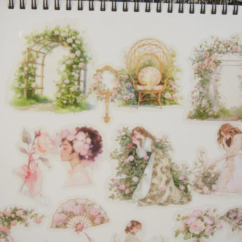 

22pcs Girl on Vacation in The Green Forest Style PVC Sticker Scrapbooking DIY Gift Packing Decoration Tag