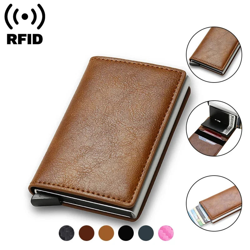 Rfid Credit Card Holder Men Wallets Bank Cardholder Case Small Leather Slim Thin Magic Mini Wallet Smart Minimalist Wallet  2023