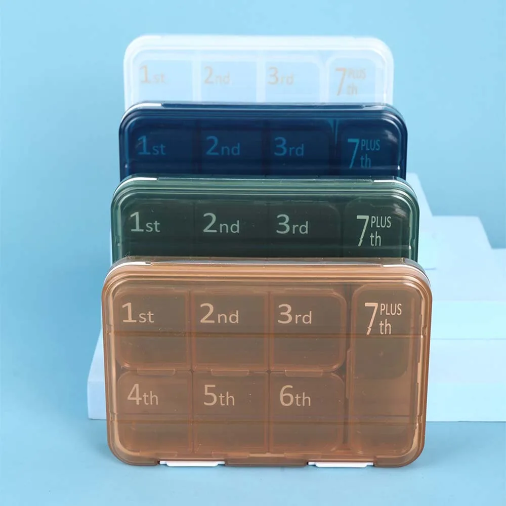 

Portable Weekly Pill Storage Box Moisture-proof Separate Compartments Pill Dispenser Waterproof Tablet Splitters