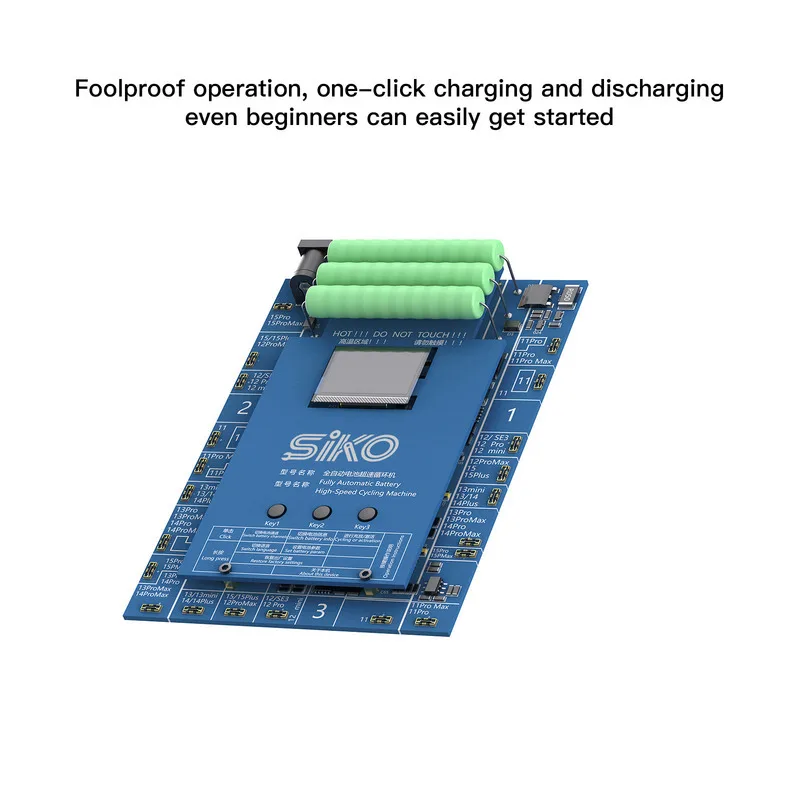 Máquina testadora de bateria de 3 canais com ciclo automático de potência 5A para baterias iPhone 11-15PM, ideal para oficinas de reparos e entusiastas de DIY
