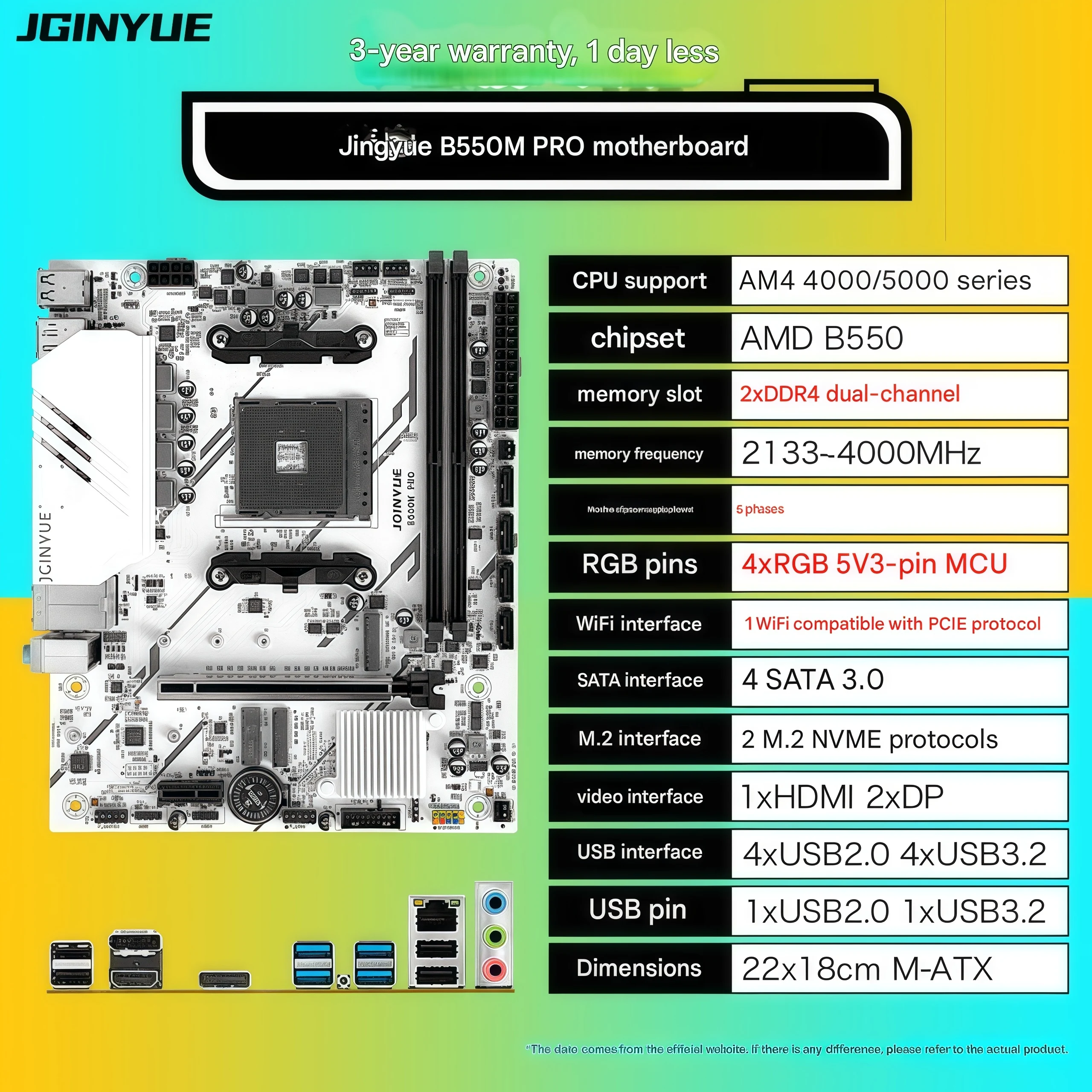 

Материнская плата Jingyue B550M PRO AM4 Ryzen R5 5600/5600GT/5700X/5500 Настольная память DDR4 Компьютерная игровая (AMD B550/Socket AM4)