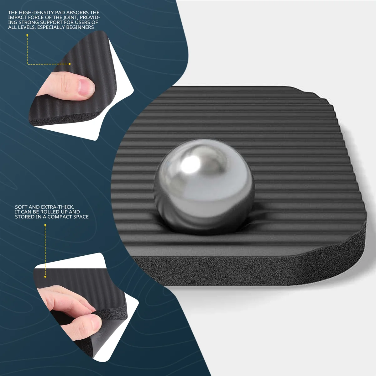 SMIEA سجادة يوجا سميكة 15 مم مريحة للركبة والكوع من الإسفنج لممارسة اليوجا والبيلاتس وسادات داخلية للتدريب على اللياقة البدنية، أسود