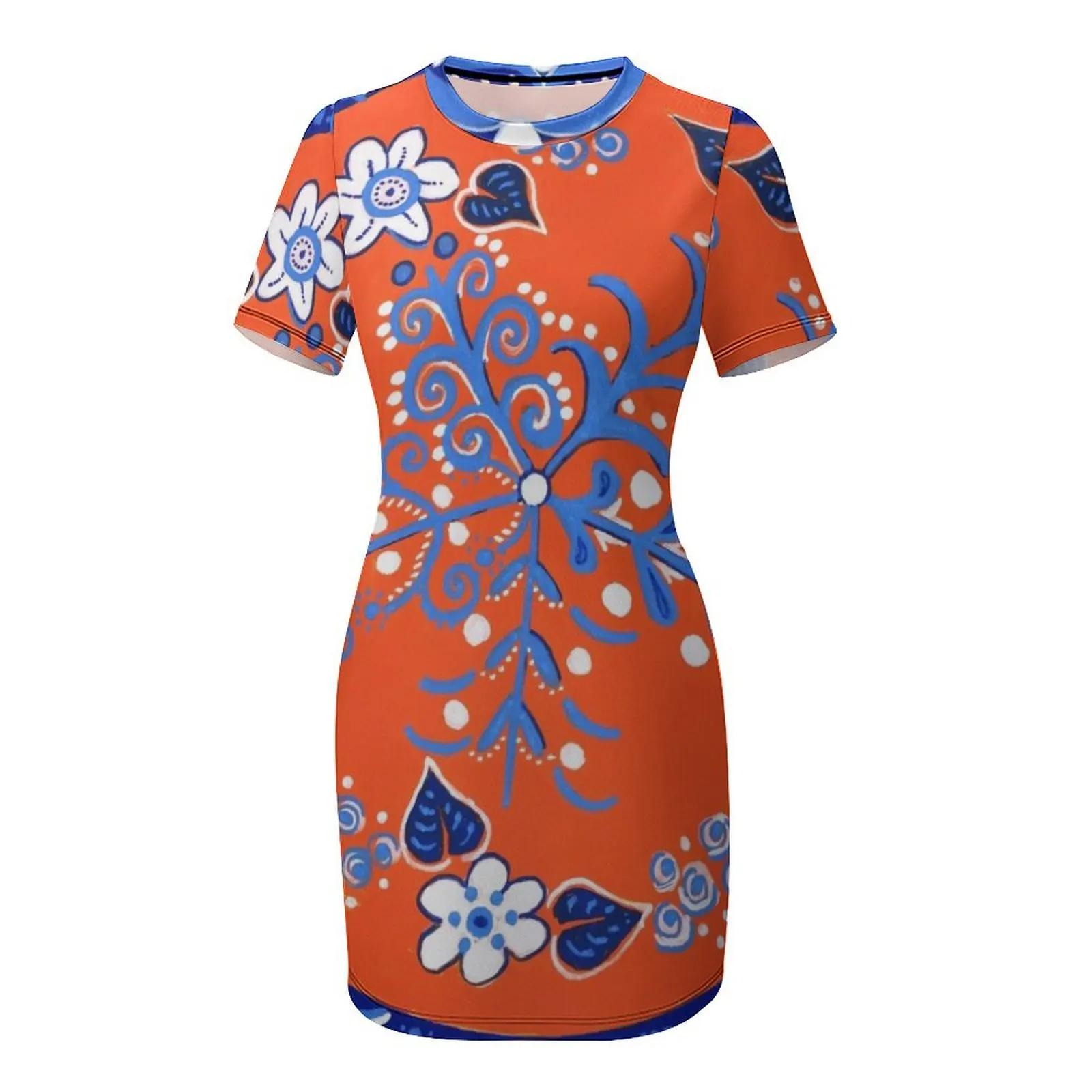 Robe à manches courtes orange et bleu véritable pour femmes, robes de mariée élégantes, robes de soirée, vente