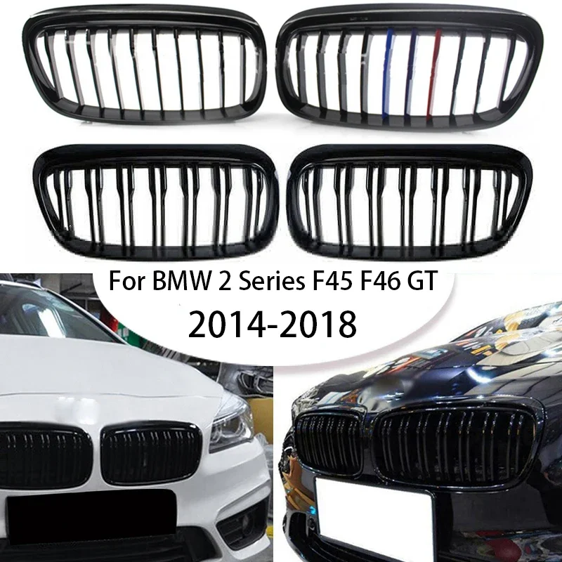

For BMW 2 Series F45 F46 GT 2014-2018 220i 225i Front Kidney Grille Hood Bumper Radiator Grill Signal/Double Slat Diamond Style
