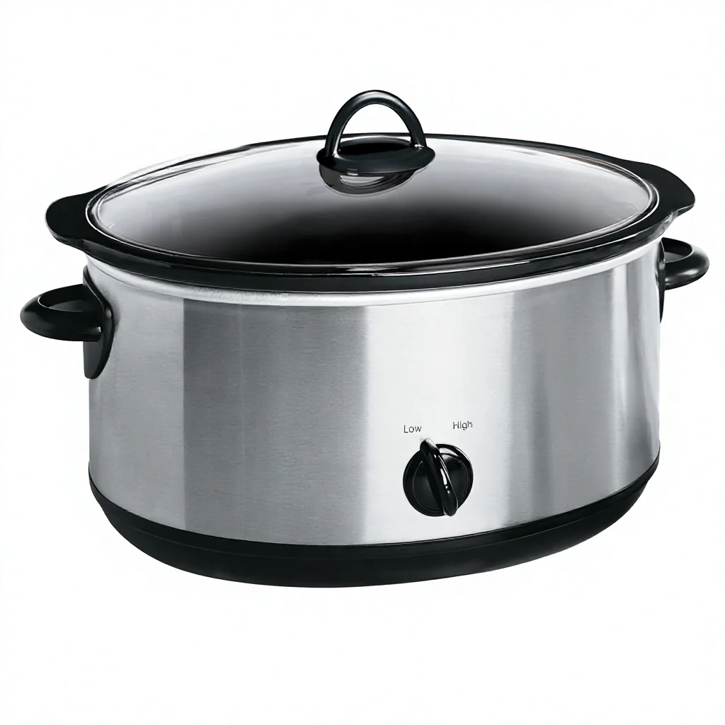 Pot 7-Quart Manual Slow Cooker Serves 8 People Removable Stoneware Warming Setting Dishwasher Safe Easy Cleanup Stainless