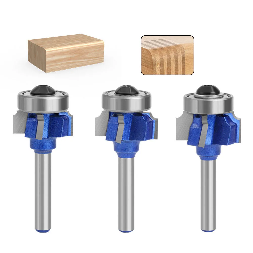 

1PC 8 6 6.35 MM Shank Milling Cutter Wood Carving Woodworking R1mm R2mm R3mm Trimming Knife Edge Trimmer 4 Teeth Wood Router Bit