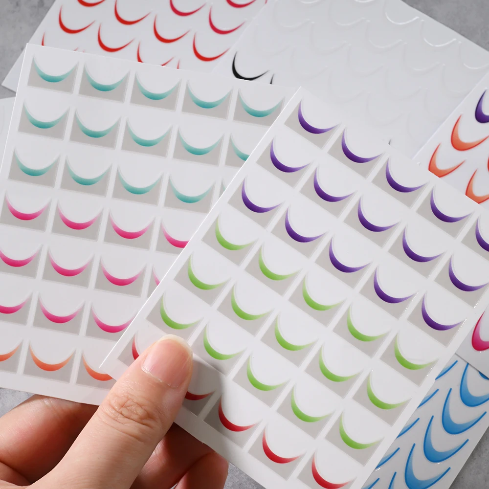 9pcs Gradient French Nail Art Stickers Ink Blooming Wave Line Self-Adhesive Sliders Colorful Stripe Ombre Design Nail Art Decals