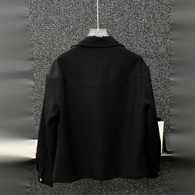WVGA New Man High-end Spring Niche Deconstructed Trendy Lapel Jacket Loose Versatile Metal Snap Button Design Short Coats W22331