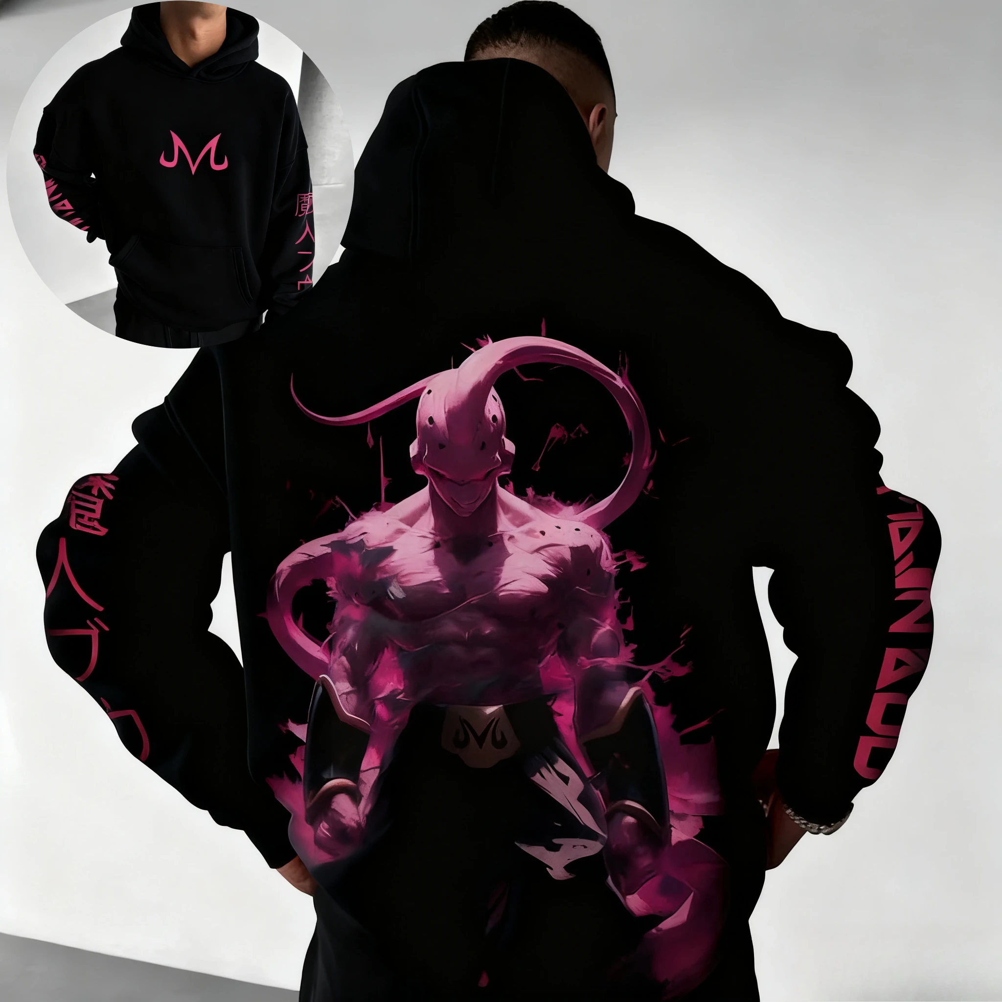 ドラゴンボールZ 魔人ブウ トレンドフーディースウェットシャツ、ストリートスタイル オーバーサイズ ルーズトップ メンズ＆レディース、アニメファン 秋向け