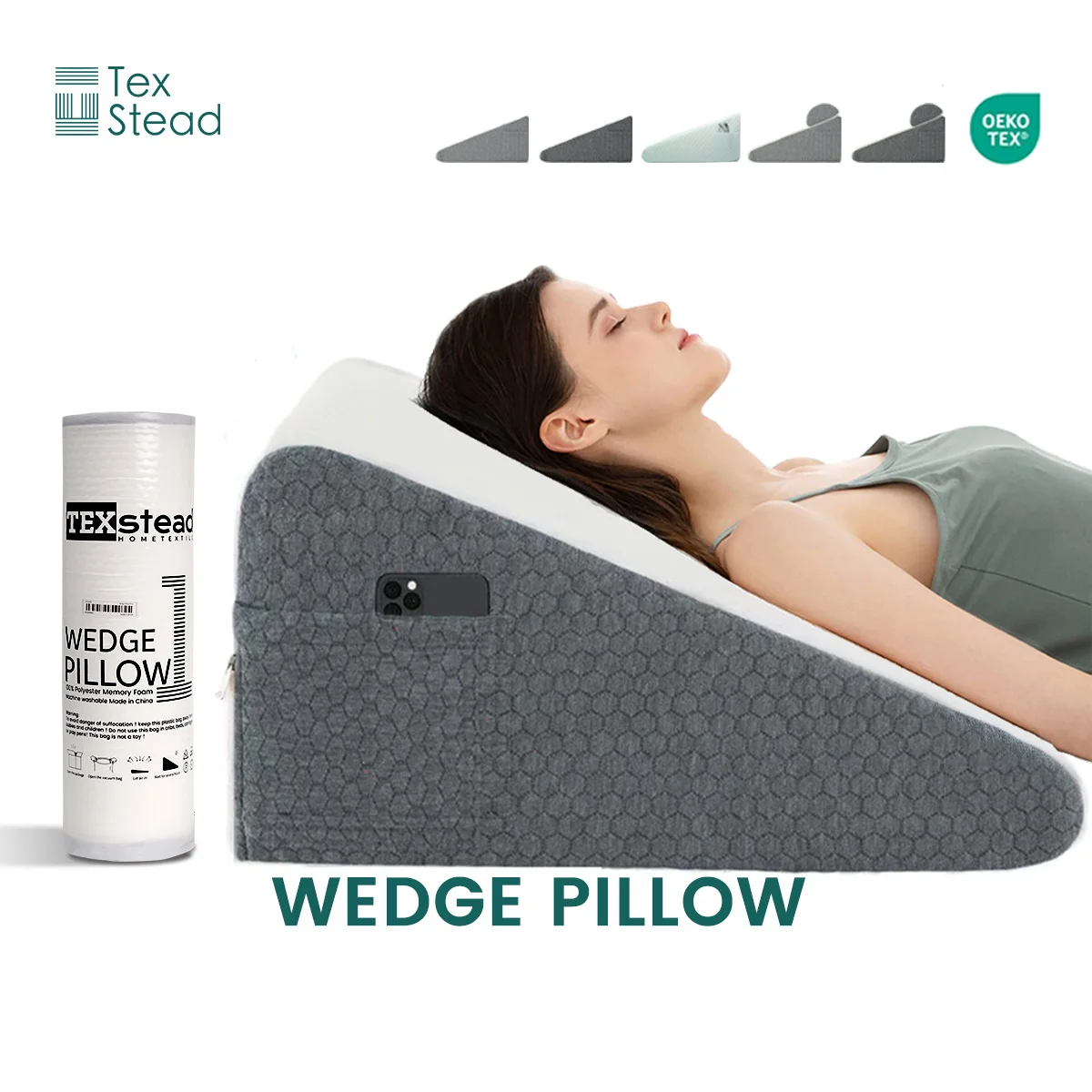 1pc /2pcWedge Pillow For Sleeping Bed Wedge Pillow For After Surgery Triangle Air Layer Sleeping Wedge Cover Memory Foa