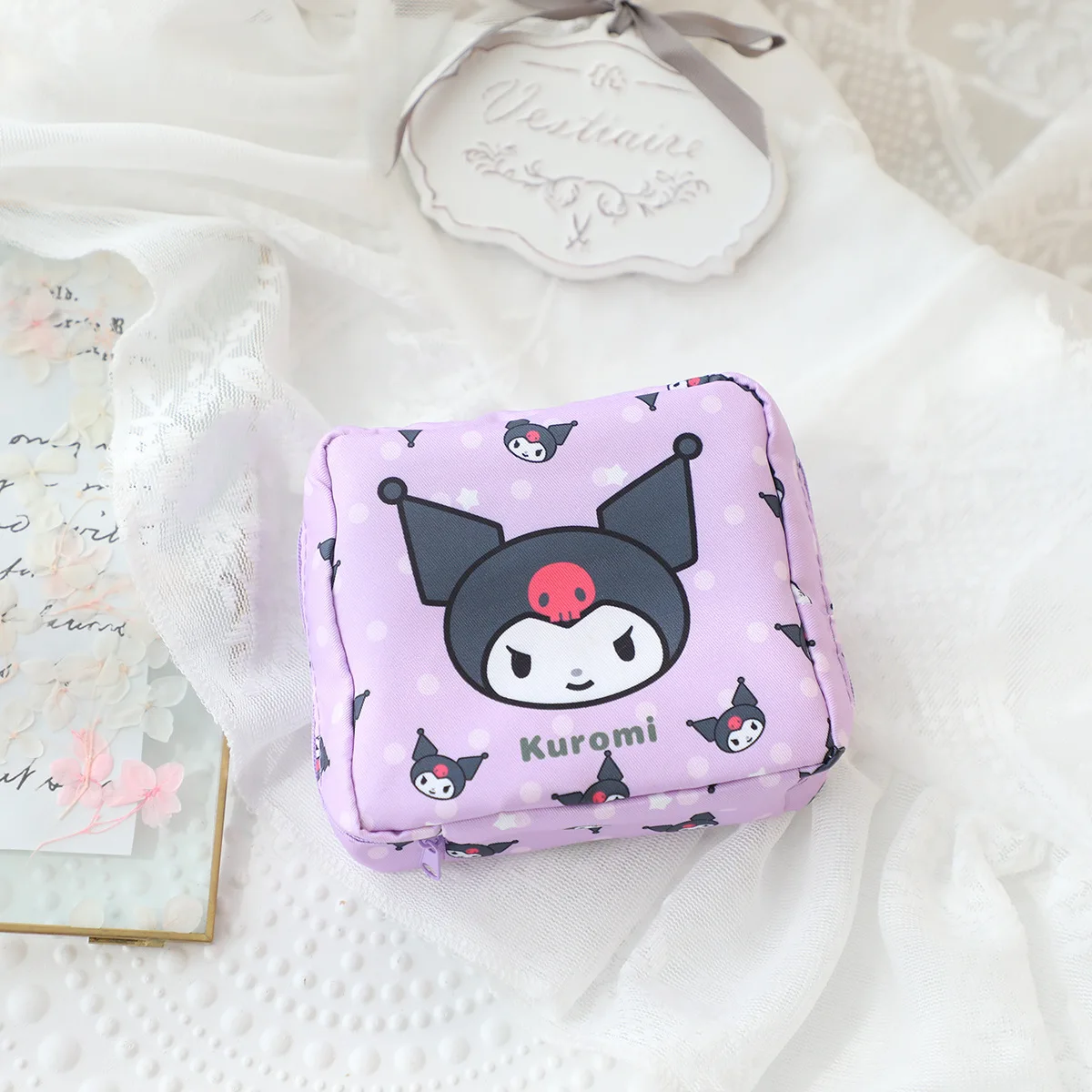 Lovely New Sanrio My Melody Cinnamoroll Kuromi Menstrual Bag Cute Girls Portable Large Capacity Sanitary Napkin Storage Bag Gift