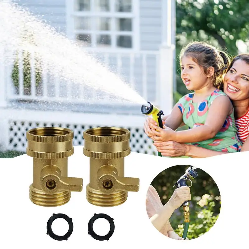 Water Shut Off Valve Heavy Duty Solid Brass Hose Valve Leakproof Brass Hose Connector Water Hose Single Shut Off Valve For RVs