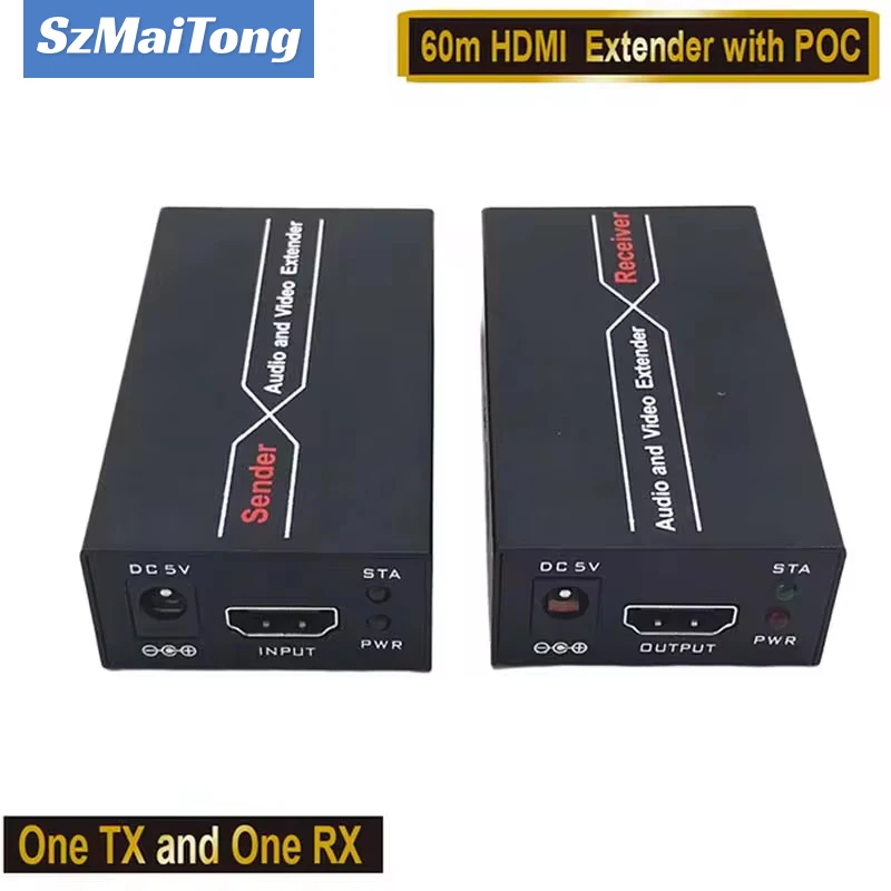 

60M Extender RJ45 HDMI-compatible extender 1080P Network Extender by CAT5e CAT6 LAN Extensor for PS4 apple TV PC laptop