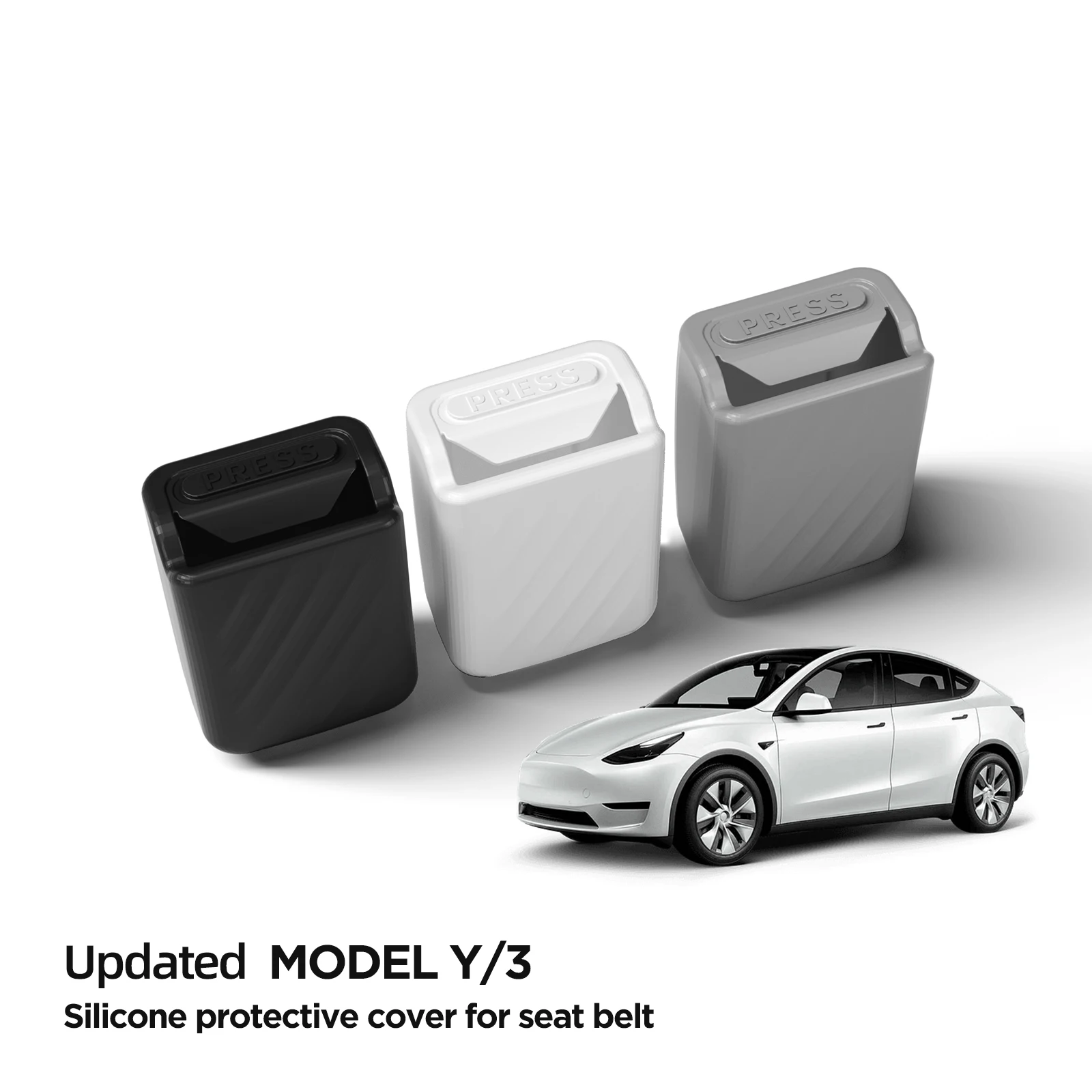 For Tesla Model Y Model 3 2019-2026 Car Seat Belt Buckle Protective Cover Seat Belt Decorative Cover Interior Accessories