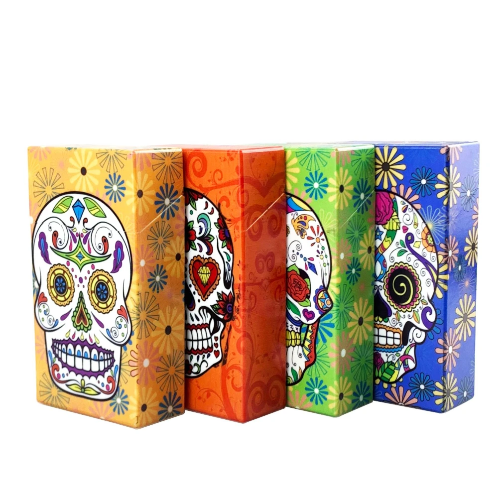 Plastic Cigarette Case Skull Pattern Cigarette Holder Box for Men Women 20pcs Regular King Size Cigarettes,Gifts for Dad Husband