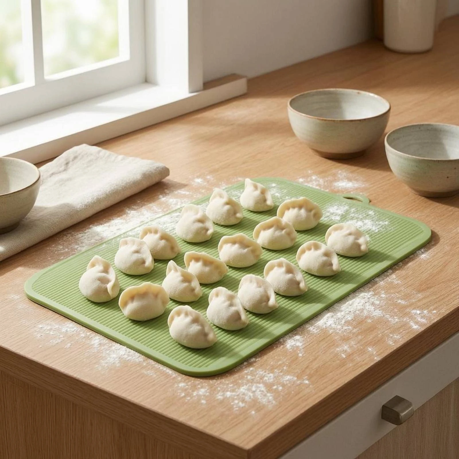Non-Stick Dumpling Tray Deformation Resistant Double-Sided Food Prep Board Ribbed Pasta Board Grinding Surface Kitchenware