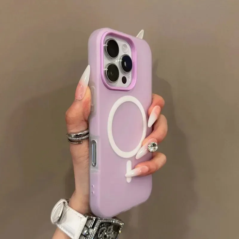 

Luxury Magsafe 2 IN 1 Candy Color Case for iPhone 16 15 14 Plus 13 12 17 Pro Max Magnetic Wireless Charge Clear Matte Soft Cover