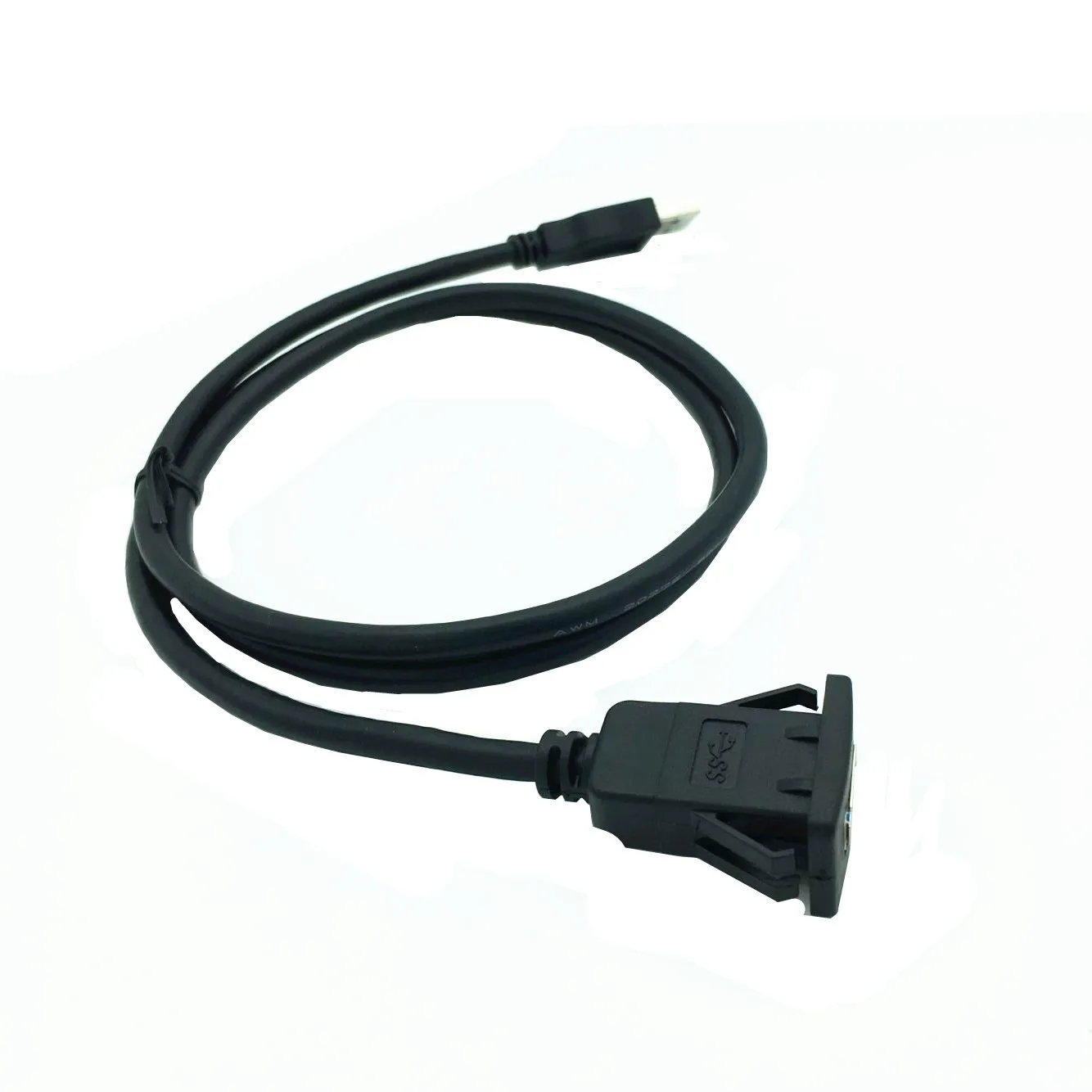 1m/2m USB Socket Cable USB3.0 Auto Car Flush Mount Male to Female Extension Cord Dashboard Panel Square USB cable for Motorcycle