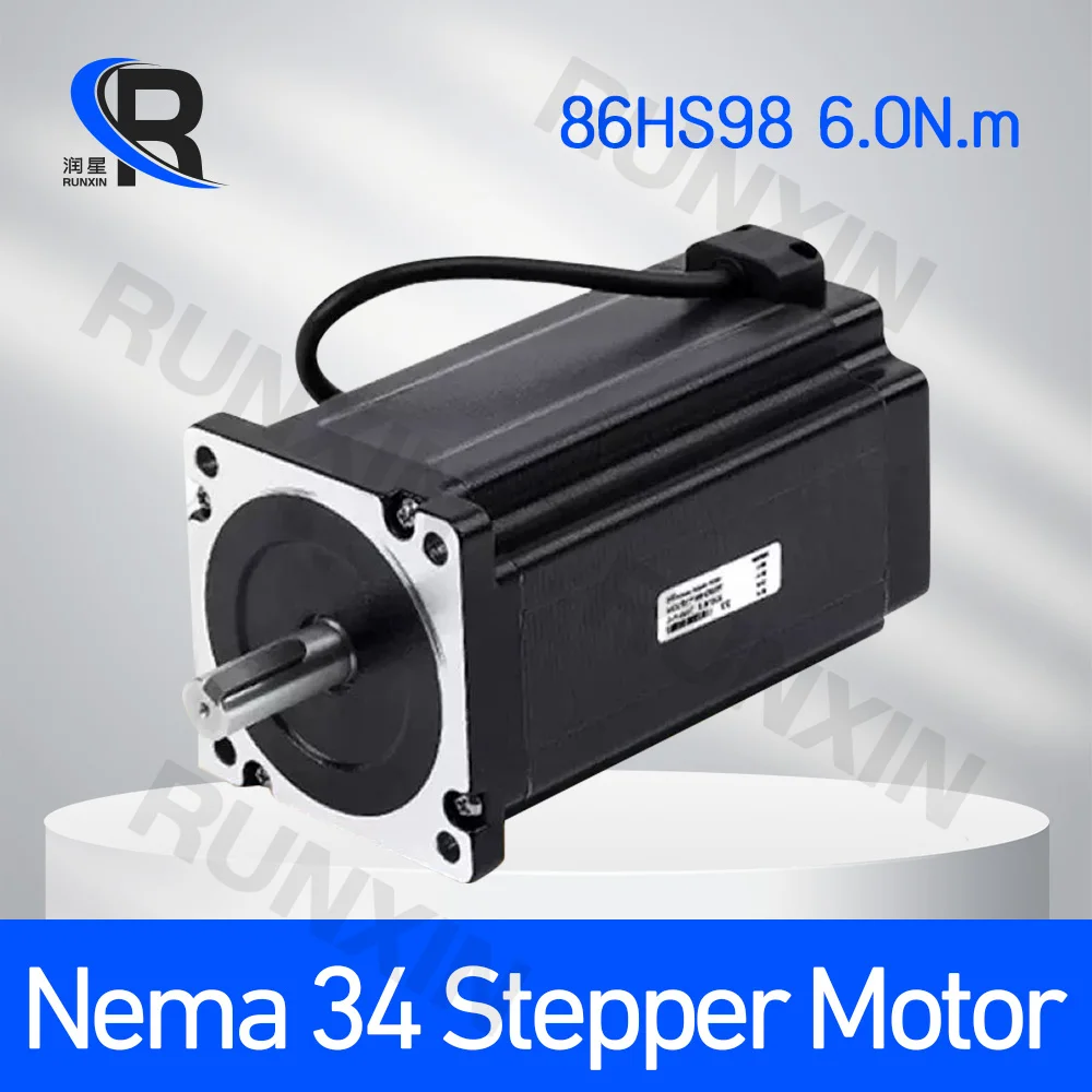 

Nema34 Stepper Motor 86BYG250C 4 Wire 86 Series Motor 6N.m 98mm 2Phase 5A 1230 oz-in High Torque For CNC Engraving 3D Printer