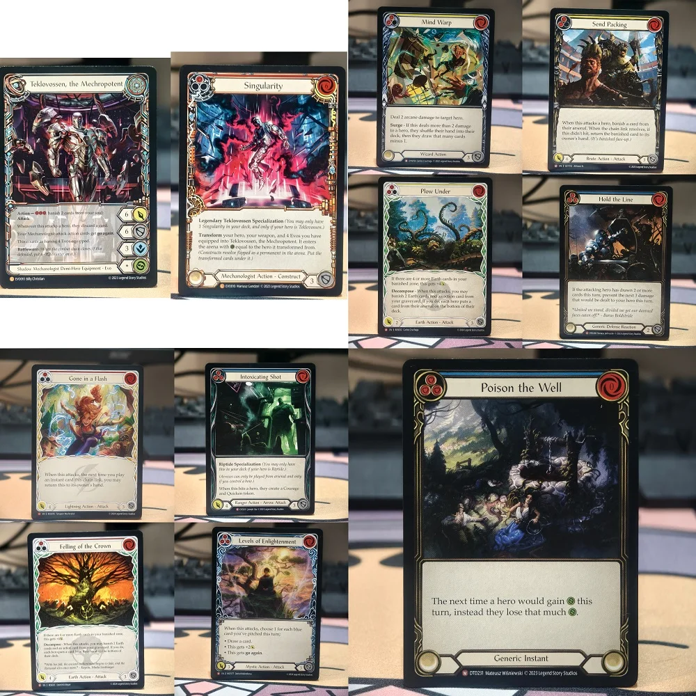 

[Premium TCG Lot] 10 Fantasy Battle Tactics Cards - Holo Foil Instant Action/Defense Combos (Crown Control + Mech Singularity +