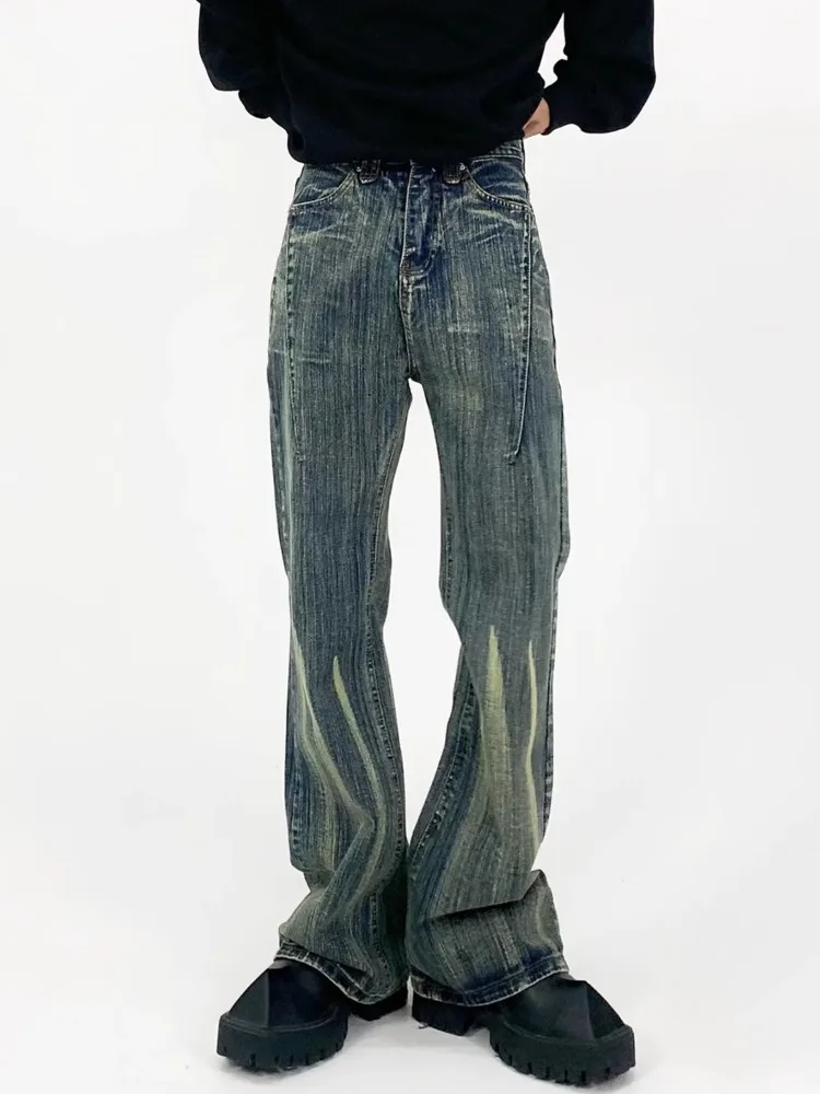 HKSH マンタイド 秋の新作 アメリカンハイストリート レトロ 竹繊維風 フレアデニムパンツ ハイウォッシュ デニムパンツ ファッション シック インス HK8748