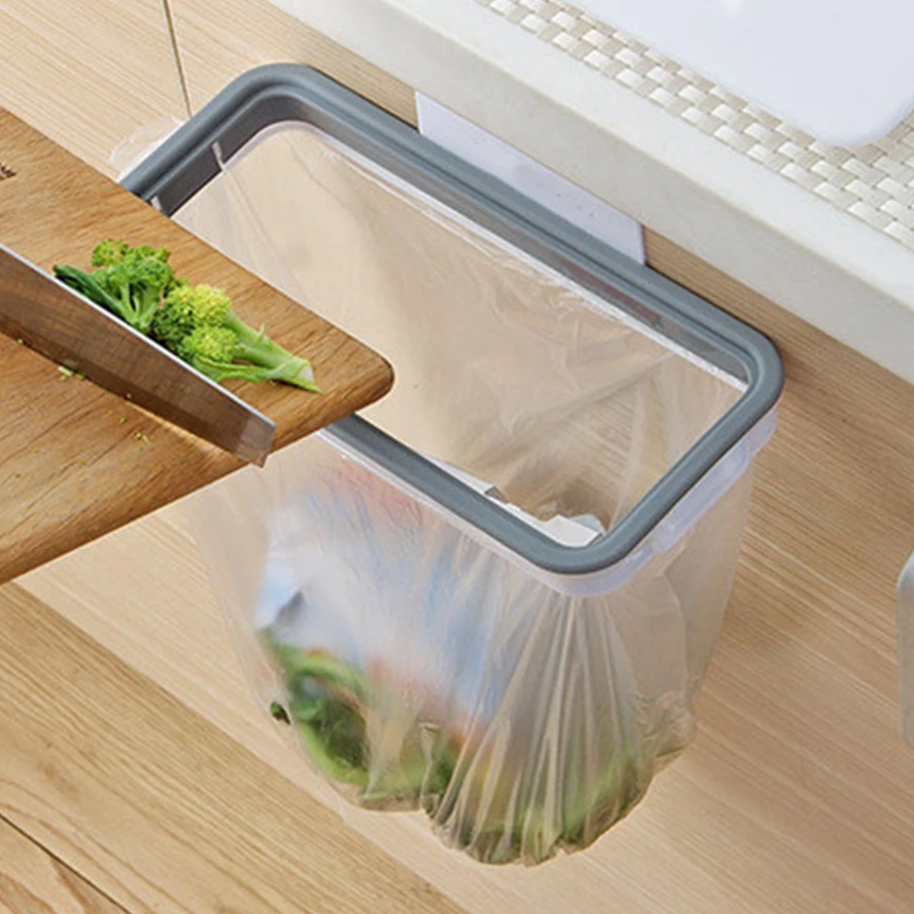 

Door Back Garbage Bag Holder White Over Cabinet Trash Rack Multifunctional Storage Shelf High Load Bearing Kitchen Laundry