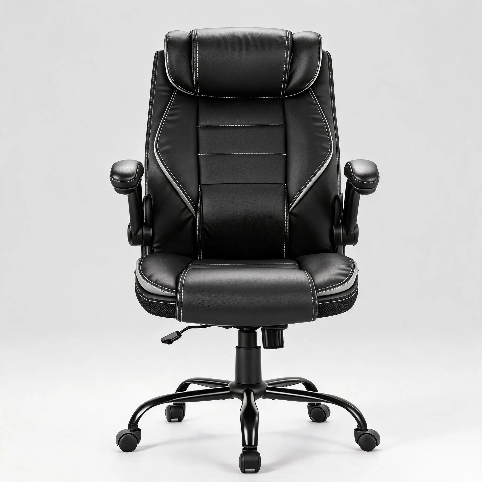 Sedia da ufficio ergonomica XXL – Resistente fino a 400 libbre (circa 181 kg), seduta ampia con supporto lombare a molle a tasca, schienale alto, poggiatesta regolabile, braccioli pieghevoli, pelle –