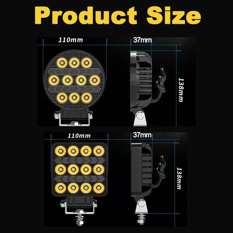 4 بوصة 9-30 فولت مربع/جولة DRL يوم تشغيل أضواء تعديل LED أضواء العمل على الطرق الوعرة أضواء السيارة ATV 4X4 المصابيح الأمامية فلاش