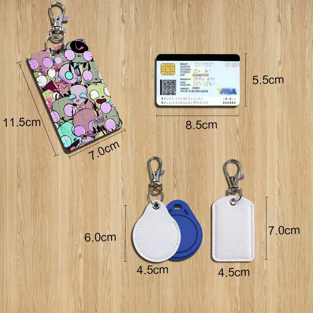 LIKE doughnuts GIR Invader Zim Card Holder Keychain Key Ring Door Lock Access Protective Case For Security Gift