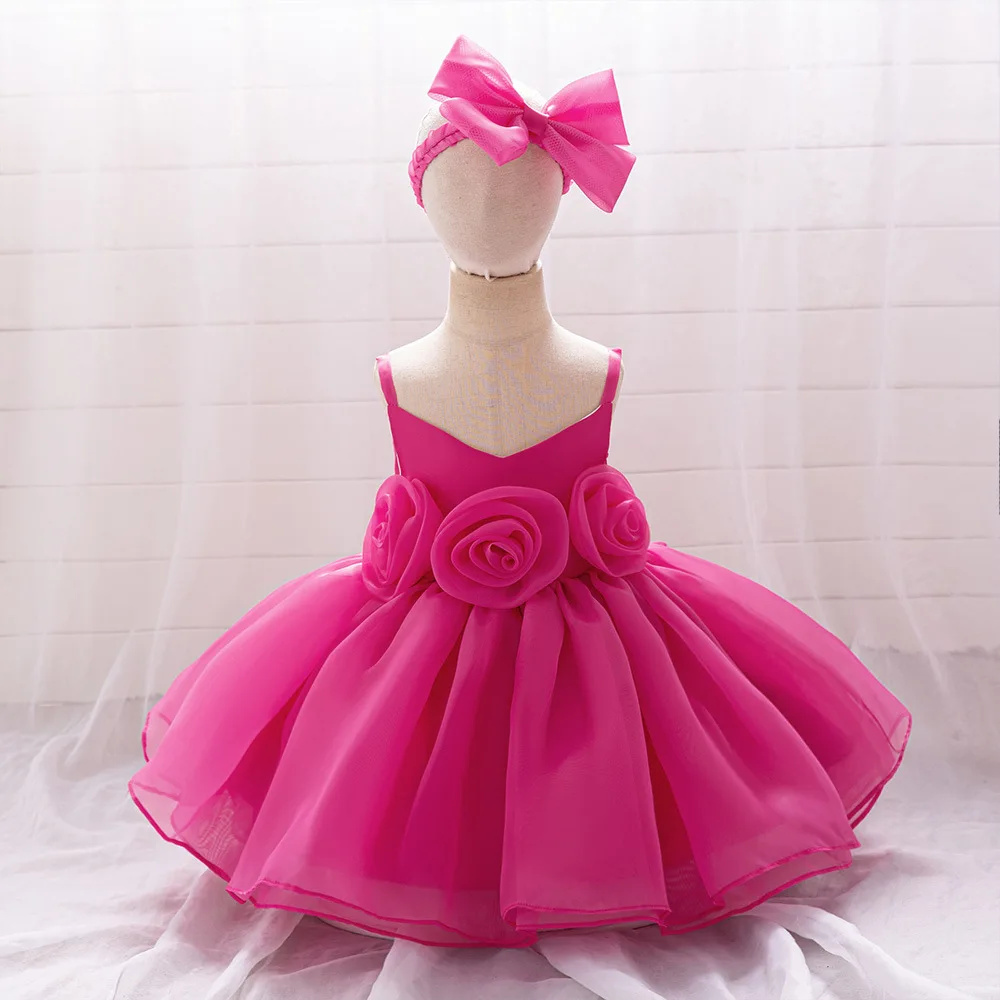 Infant Evening Gown New Year 2024 Cute Flower Mesh Tutu Skirt Spanish Style Dress Halloween Christmas Party 12M 18M 24M 36M